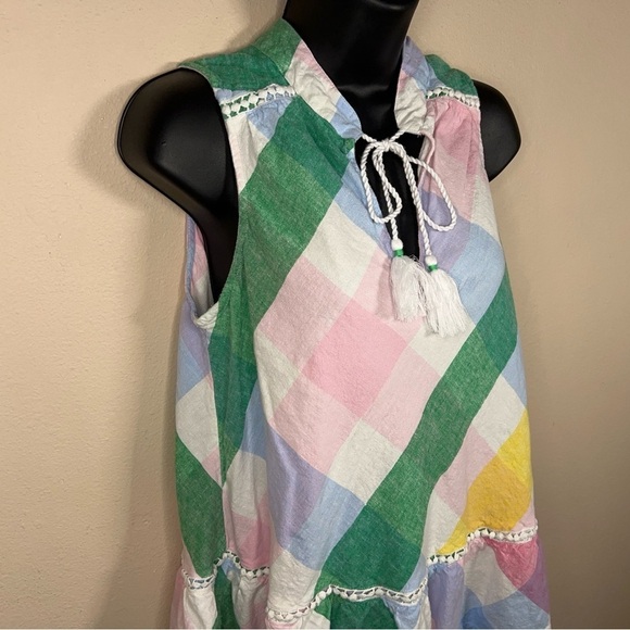 MEDIUM CROWN AND IVY LINEN BLEND COLORFUL TOP SLEEVELESS - Picture 4 of 11